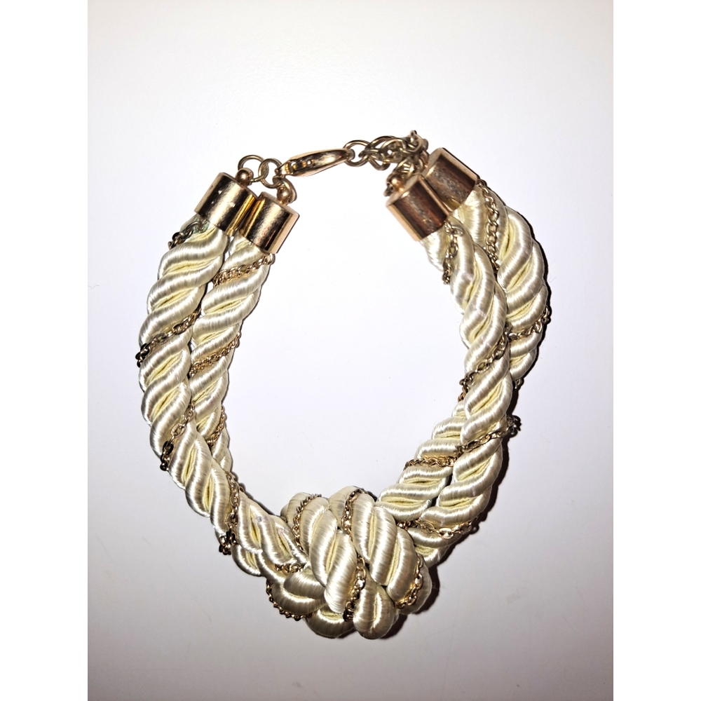 Chain twist double strap knot bracelet jewelry rope cream gold anklet